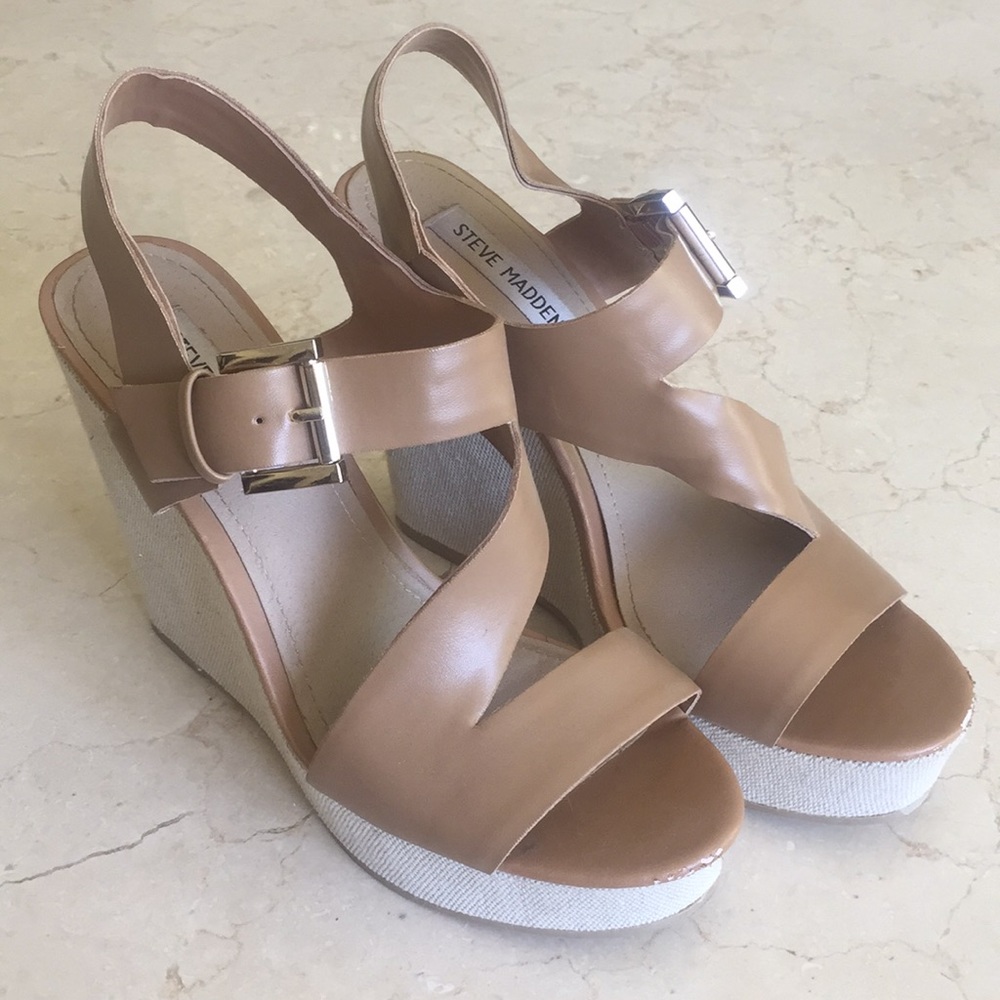 Leather Camel Steve Madden Wedges